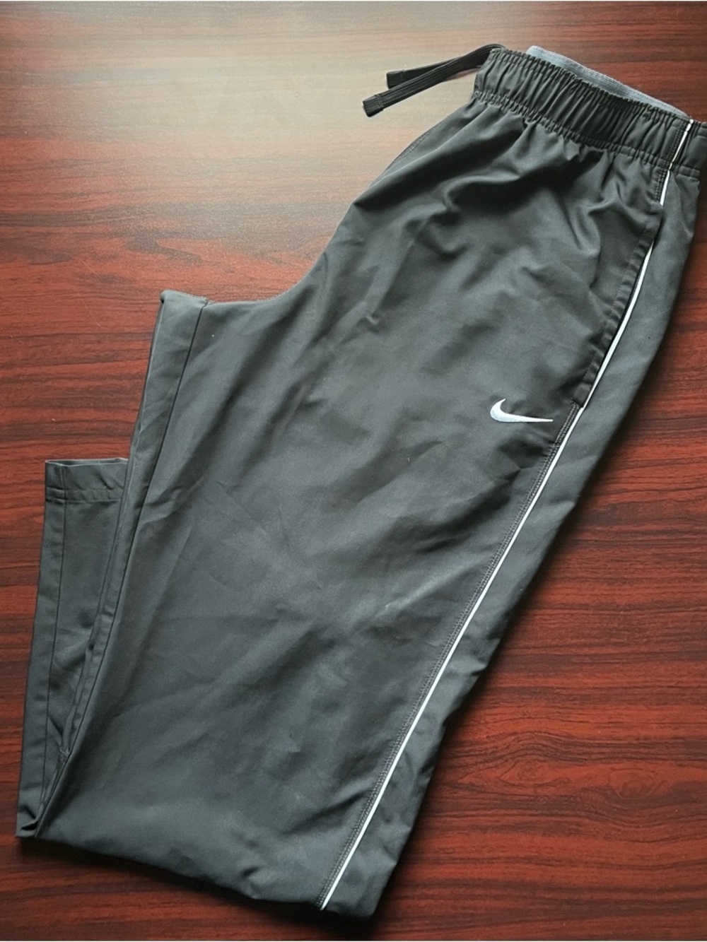 Vtg Nike Windbreaker Track Pants Black Wide Leg Dri Fit Y2K Large